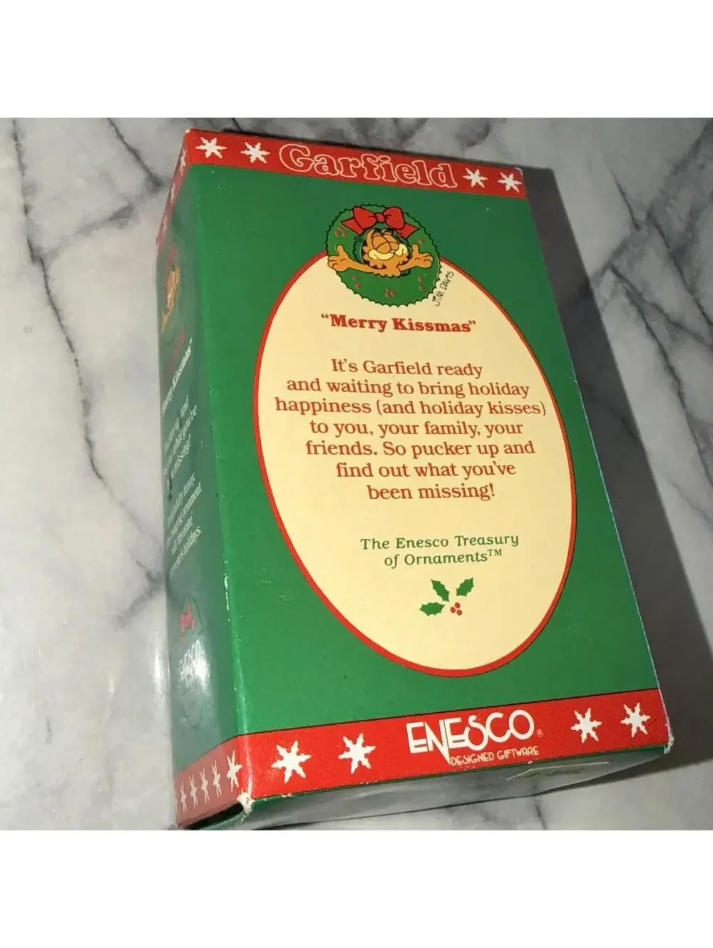 Garfield Enesco Merry Kissmas Christmas Ornament 555215 Mistletoe Vintage Boxed
